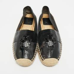 مملوكة مسبقًا حذاء إسبادريل مسطح توري برش إينيس قماش أسود وجلد مقاس 39