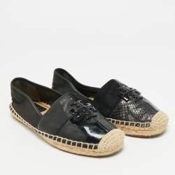 مملوكة مسبقًا حذاء إسبادريل مسطح توري برش إينيس قماش أسود وجلد مقاس 39