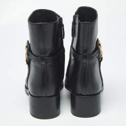 مملوكة مسبقًا Tory Burch Miller Size 38 Black Leather Ankle Length Boots