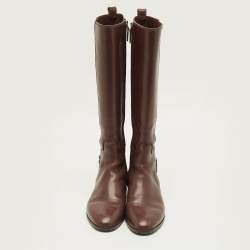 Pre Owned Tory Burch Riding Size 38 Brown Leather Knee Length Boots