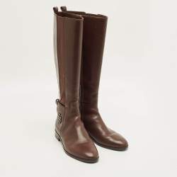 Pre Owned Tory Burch Riding Size 38 Brown Leather Knee Length Boots