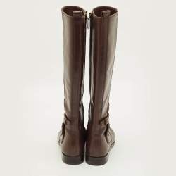 Pre Owned Tory Burch Riding Size 38 Brown Leather Knee Length Boots