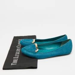Pre Owned Tory Burch Size 36.5 Blue Calf Hair Ballet Flats