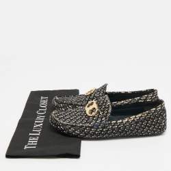 مملوكة مسبقًا Tory Burch Gemini Size 38 Navy Blue Calf Hair Loafers