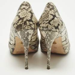 Pre Owned حذاء كعب عالي توري برش جلد نقش جلد الثعبان متعدد الألوان مفتوح من الأمام مقاس 39