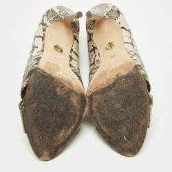 Pre Owned حذاء كعب عالي توري برش جلد نقش جلد الثعبان متعدد الألوان مفتوح من الأمام مقاس 39