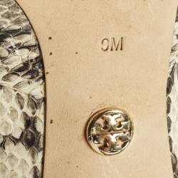 Pre Owned حذاء كعب عالي توري برش جلد نقش جلد الثعبان متعدد الألوان مفتوح من الأمام مقاس 39