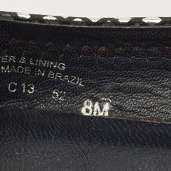 Pre Owned Tory Burch Reva Size 39 Metallic Silver/Black Leather Ballet Flats