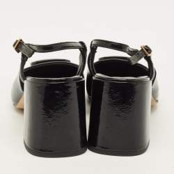 Pre Owned Tory Burch Georgia Size 37 Black Patent Leather Slingback Block Heel Pumps