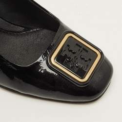 Pre Owned Tory Burch Georgia Size 37 Black Patent Leather Slingback Block Heel Pumps