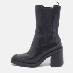 Pre Owned حذاء بوت تشيلسي كعب عريض جلد أسود حجم 36.5 للتوريد بورش ديمي غلوف لل أطفال