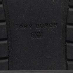 Pre Owned Tory Burch Demi Glove Baby Size 36.5 Black Leather Block Heel Chelsea Boots