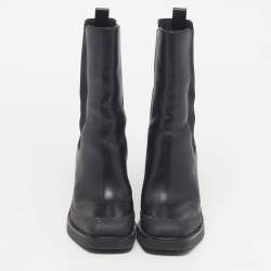 Pre Owned Tory Burch Demi Glove Baby Size 36.5 Black Leather Block Heel Chelsea Boots