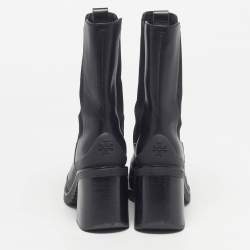 Pre Owned Tory Burch Demi Glove Baby Size 36.5 Black Leather Block Heel Chelsea Boots