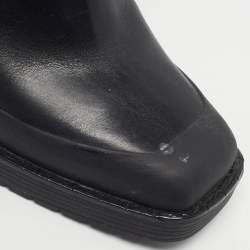 Pre Owned Tory Burch Demi Glove Baby Size 36.5 Black Leather Block Heel Chelsea Boots