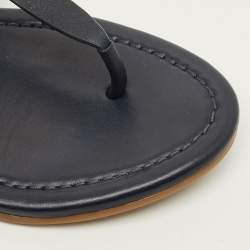 Pre Owned Tory Burch Size 36 Navy Blue Leather Thong Flat Sandals