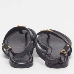 Pre Owned Tory Burch Size 36 Black Leather T Strap Thong Flat Sandals