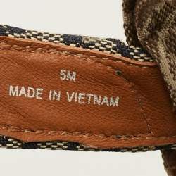 Pre Owned Tory Burch Size 35 Tricolor Monogram Canvas Espadrille Ankle Strap Flat Sandals