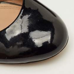 مملوكة مسبقًا Tory Burch Size 38 Black Patent Leather Round Toe Wedge Pumps