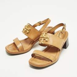 Pre Owned Tory Burch Eleanor Size 36 Brown Leather Ankle Strap Sandals