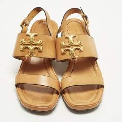 Pre Owned Tory Burch Eleanor Size 36 Brown Leather Ankle Strap Sandals