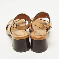 Pre Owned Tory Burch Eleanor Size 36 Brown Leather Ankle Strap Sandals