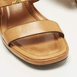 Pre Owned Tory Burch Eleanor Size 36 Brown Leather Ankle Strap Sandals