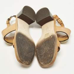 Pre Owned Tory Burch Eleanor Size 36 Brown Leather Ankle Strap Sandals