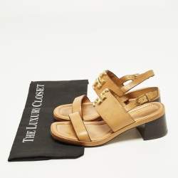 Pre Owned Tory Burch Eleanor Size 36 Brown Leather Ankle Strap Sandals