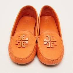 Pre Owned حذاء سائق جلد برتقالي توري برش لويل 2 مقاس 38