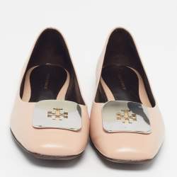 Pre Owned Tory Burch Georgia Size 38 Beige Leather Ballet Flats