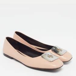 Pre Owned Tory Burch Georgia Size 38 Beige Leather Ballet Flats