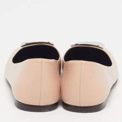 Pre Owned Tory Burch Georgia Size 38 Beige Leather Ballet Flats