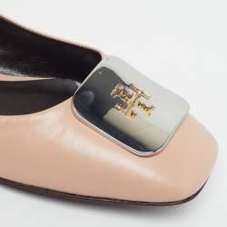 Pre Owned Tory Burch Georgia Size 38 Beige Leather Ballet Flats