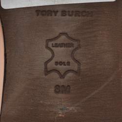 Pre Owned Tory Burch Georgia Size 38 Beige Leather Ballet Flats