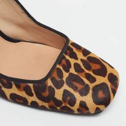 Pre Owned Tory Burch Size 37.5 Brown Calf Hair Block Heel Pumps