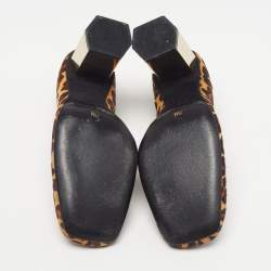 Pre Owned Tory Burch Size 37.5 Brown Calf Hair Block Heel Pumps