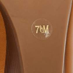 Pre Owned Tory Burch Benton Size 37.5 Tan Leather Wedge Pumps
