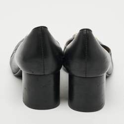 Pre Owned Tory Burch Benton 2 Size 37 Black Leather Block Heel Pumps