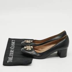 Pre Owned Tory Burch Benton 2 Size 37 Black Leather Block Heel Pumps