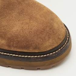 Pre Owned Tory Burch Miller Size 36.5 Tan Suede Lug Sole Lace Up Combat Boots