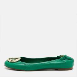 مملوكة مسبقًا Tory Burch Minnie Size 37.5 Blue Leather Ballet Flats