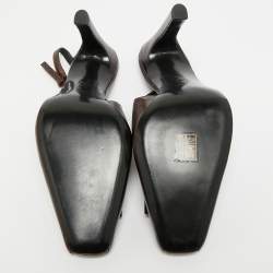 مملوكة مسبقًا Tory Burch Pave Size 38 Dark Brown Metallic Leather Slingback Pumps