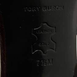 مملوكة مسبقًا Tory Burch Pave Size 38 Dark Brown Metallic Leather Slingback Pumps