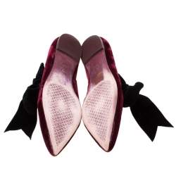 مملوكة مسبقًا حذاء فلات باليه توري برش مقدمة مدببة كلارا قطيفة أسود/ بني محمر مقاس 38.5