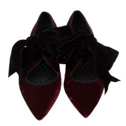 مملوكة مسبقًا حذاء فلات باليه توري برش مقدمة مدببة كلارا قطيفة أسود/ بني محمر مقاس 38.5