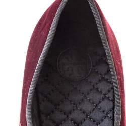 مملوكة مسبقًا حذاء فلات باليه توري برش مقدمة مدببة كلارا قطيفة أسود/ بني محمر مقاس 38.5