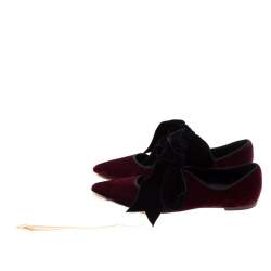 مملوكة مسبقًا حذاء فلات باليه توري برش مقدمة مدببة كلارا قطيفة أسود/ بني محمر مقاس 38.5