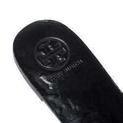 Pre Owned Tory Burch Black Gems Embellished Satin Delphine Flats Slides Size 39