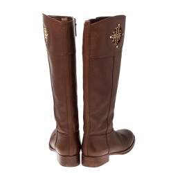 Pre Owned حذاء بوت توري برش جلد بني مقاس 38